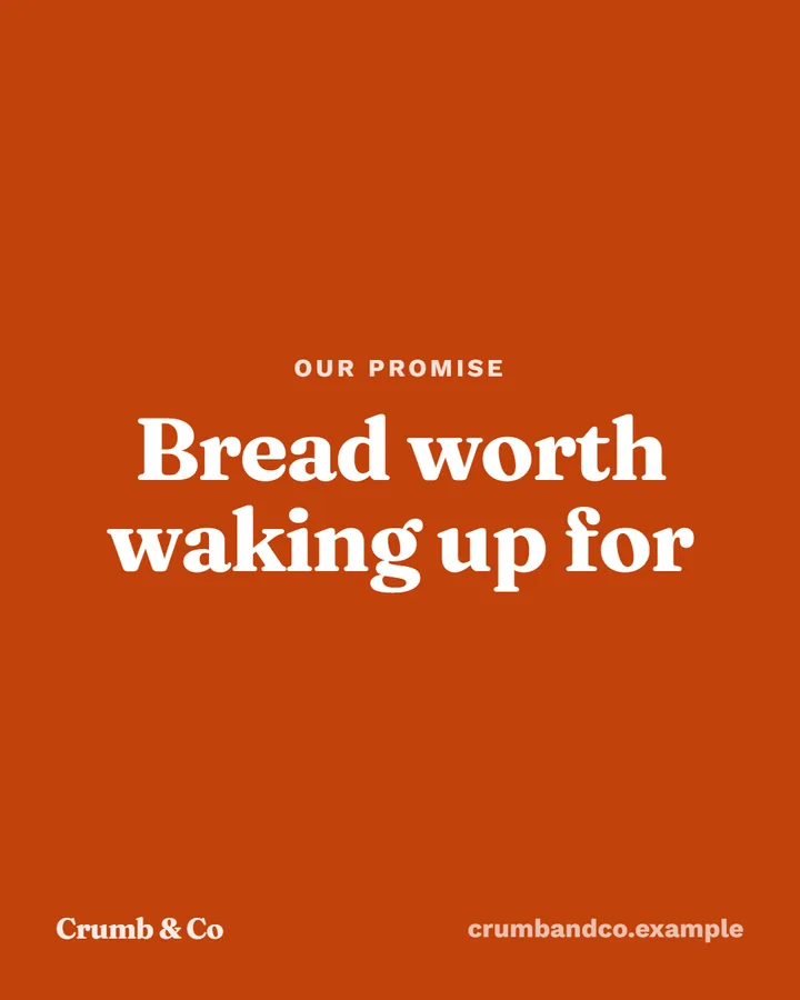 Portrait post for Crumb & Co, a fictional bakery, in the bold look: "Bread worth waking up for"
